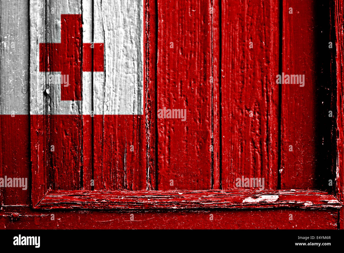 Flagge von Tonga bemalt auf Holzrahmen Stockfoto