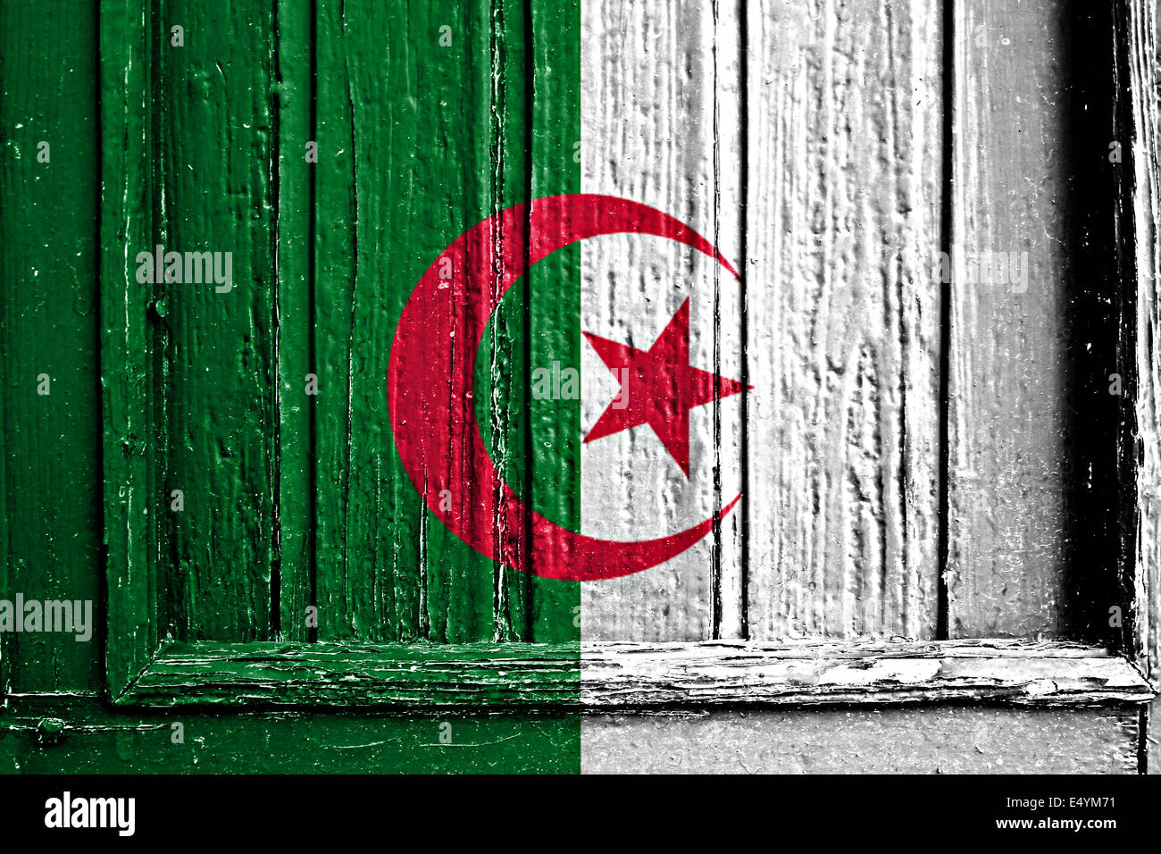 Flagge von Algerien bemalt auf Holzrahmen Stockfoto
