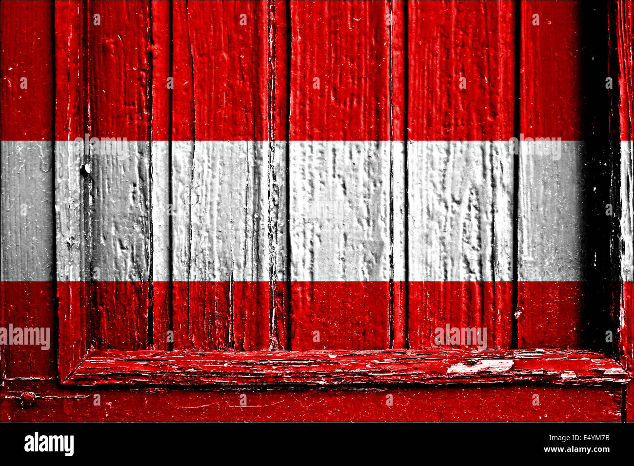 Flagge von Österreich bemalt auf Holzrahmen Stockfoto