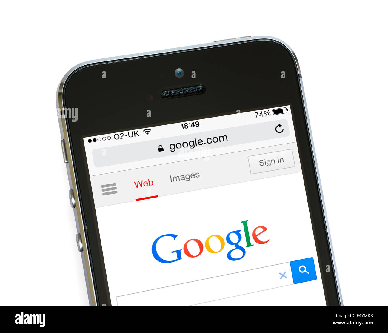 Google-Startseite auf einem Apple iPhone 5 s, UK Stockfoto