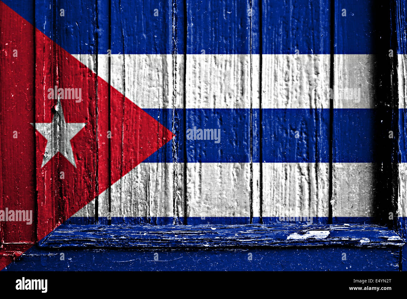Flagge von Kuba bemalt auf Holzrahmen Stockfoto