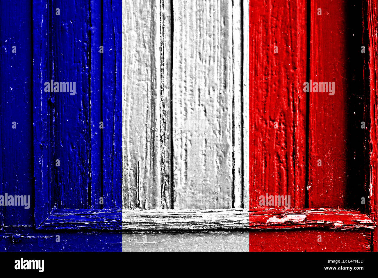 Flagge von Frankreich bemalt auf Holzrahmen Stockfoto
