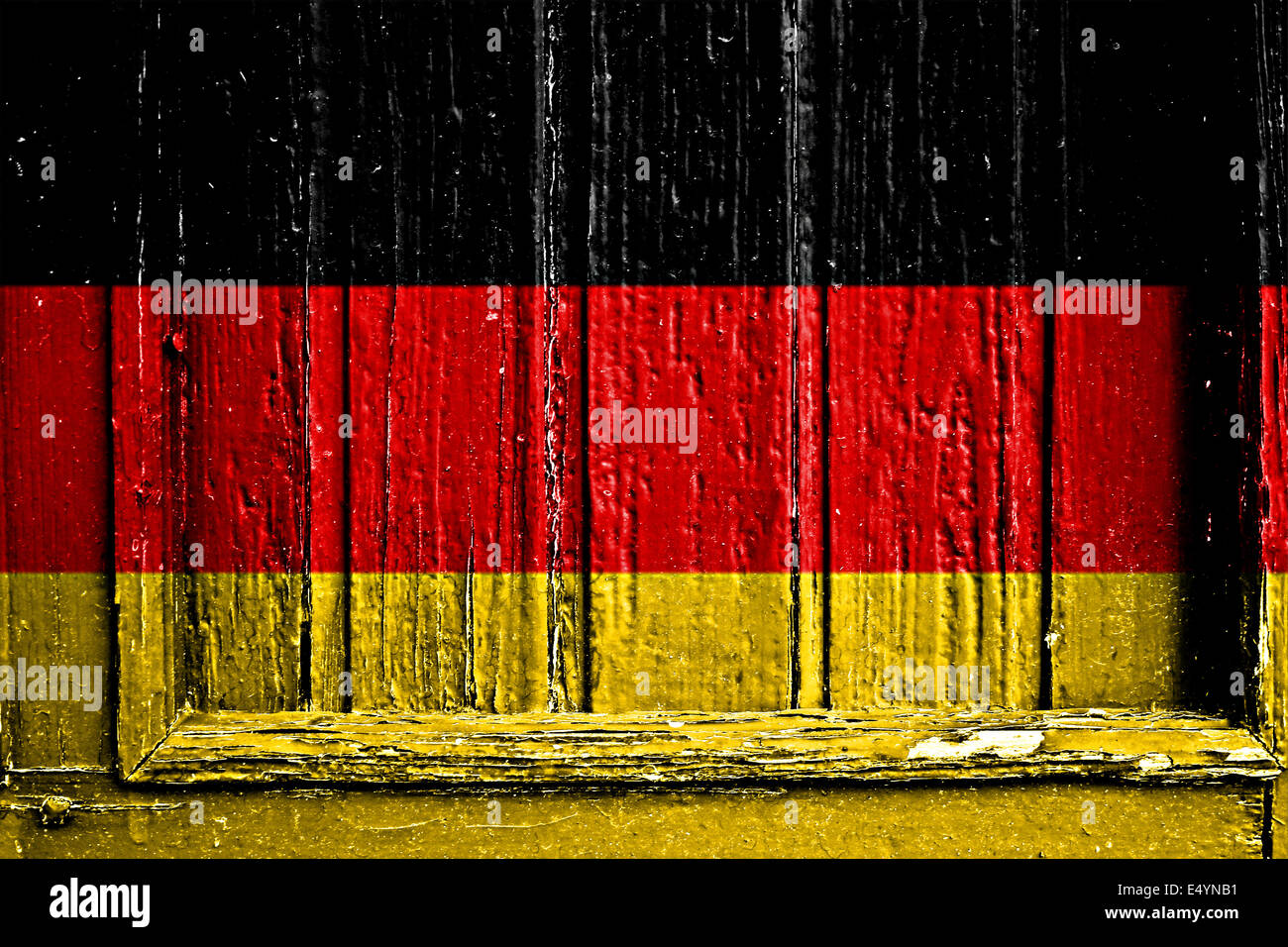 Flagge von Deutschland bemalt auf Holzrahmen Stockfoto