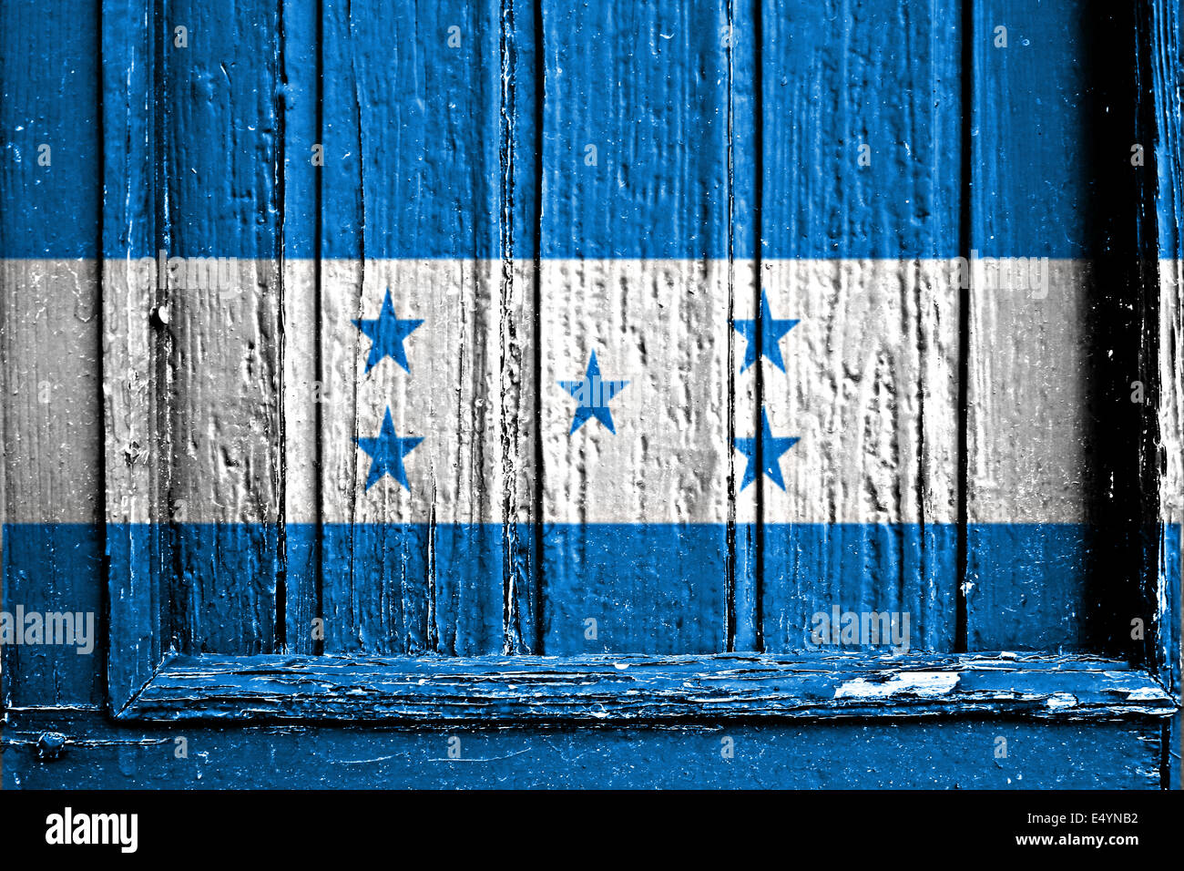 Flagge von Honduras bemalt auf Holzrahmen Stockfoto