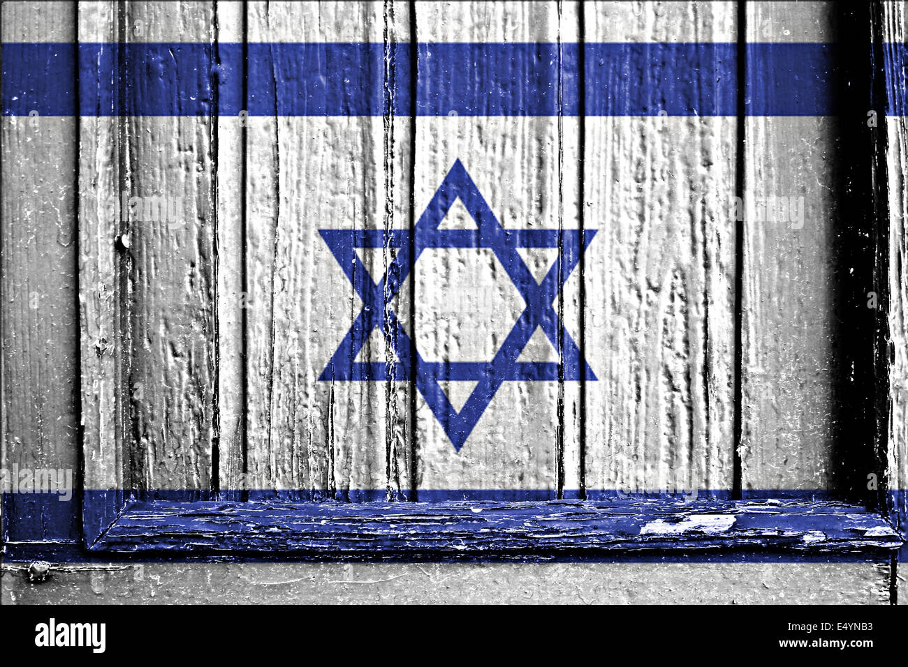 Flagge von Israel bemalt auf Holzrahmen Stockfoto