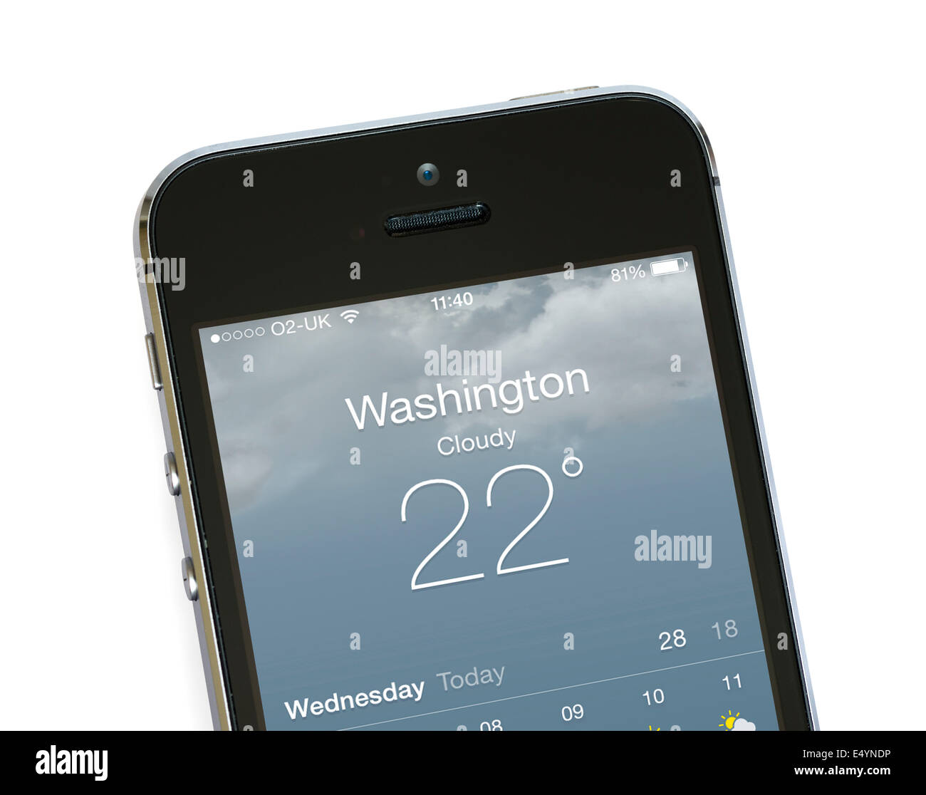 Die Yahoo-Wetter-app auf einem Apple iPhone 5 s Stockfoto