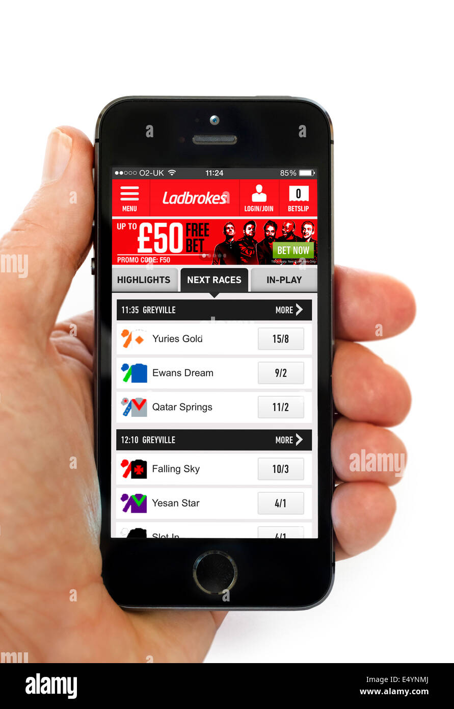 Ladbrokes Online-Wett-app auf einem Apple iPhone 5 s Stockfoto
