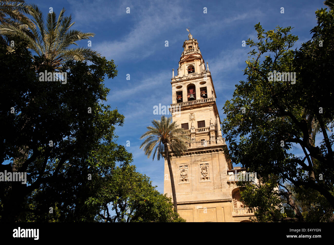 Turm der alten arabischen Minarett Moschee Cordoba Andalusien Spanien Stockfoto