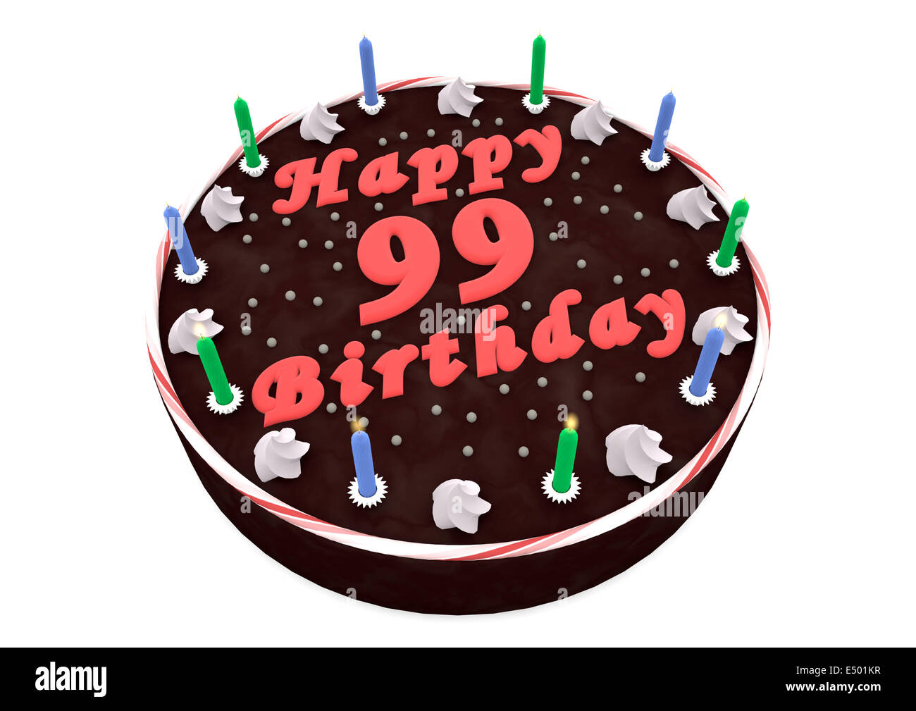 Schokoladenkuchen zum 99. Geburtstag Stockfoto