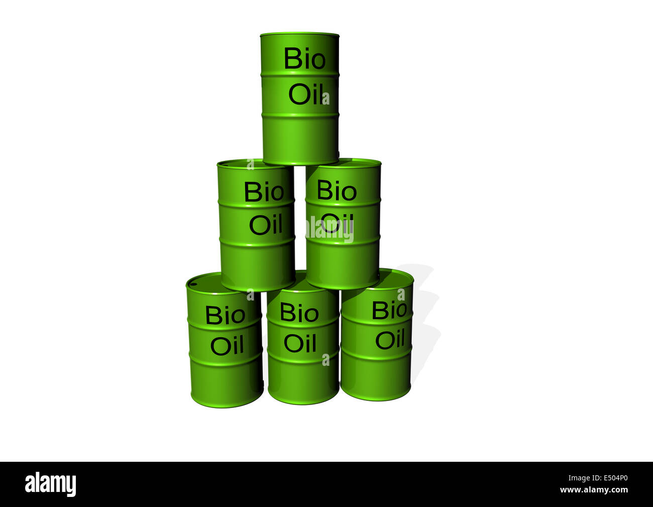 eine Pyramide aus Bio-Ölfässern Stockfoto