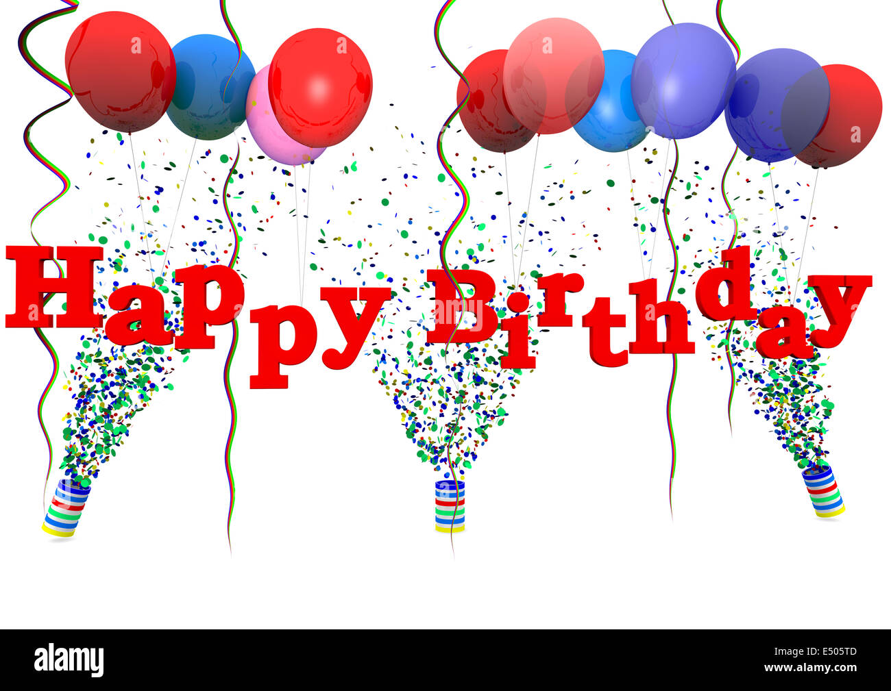 Happy Birthday Schriftzug in rot mit ballons Stockfotografie - Alamy