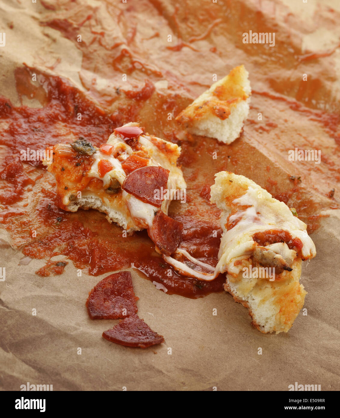 Übrig gebliebene Pizza Stockfoto