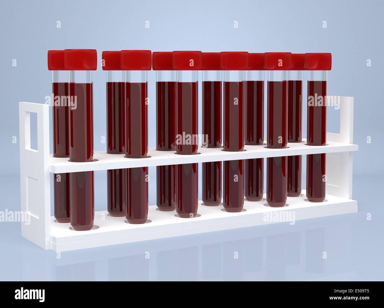 Reagenzglas mit Blut. Computergenerierte Stockfoto