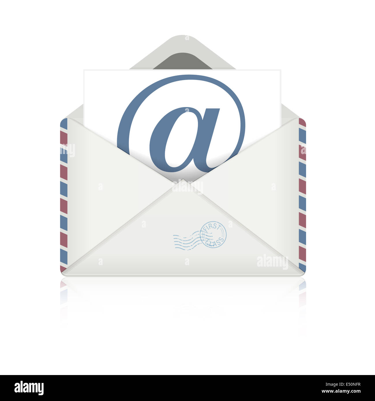 unverschlossenen Umschlag e-Mail Stockfoto