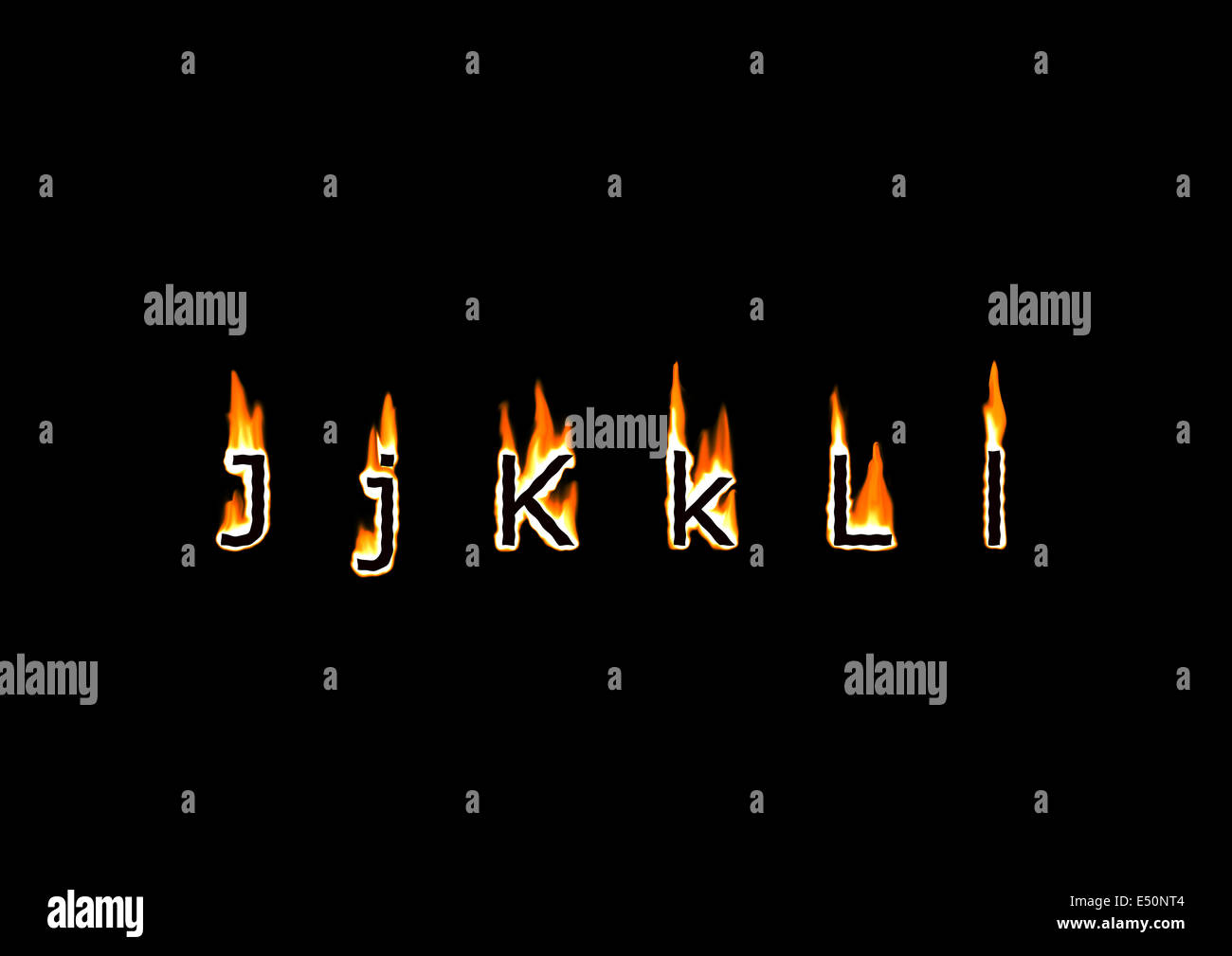 Buchstaben J, K, L des Alphabets in Brand Stockfoto