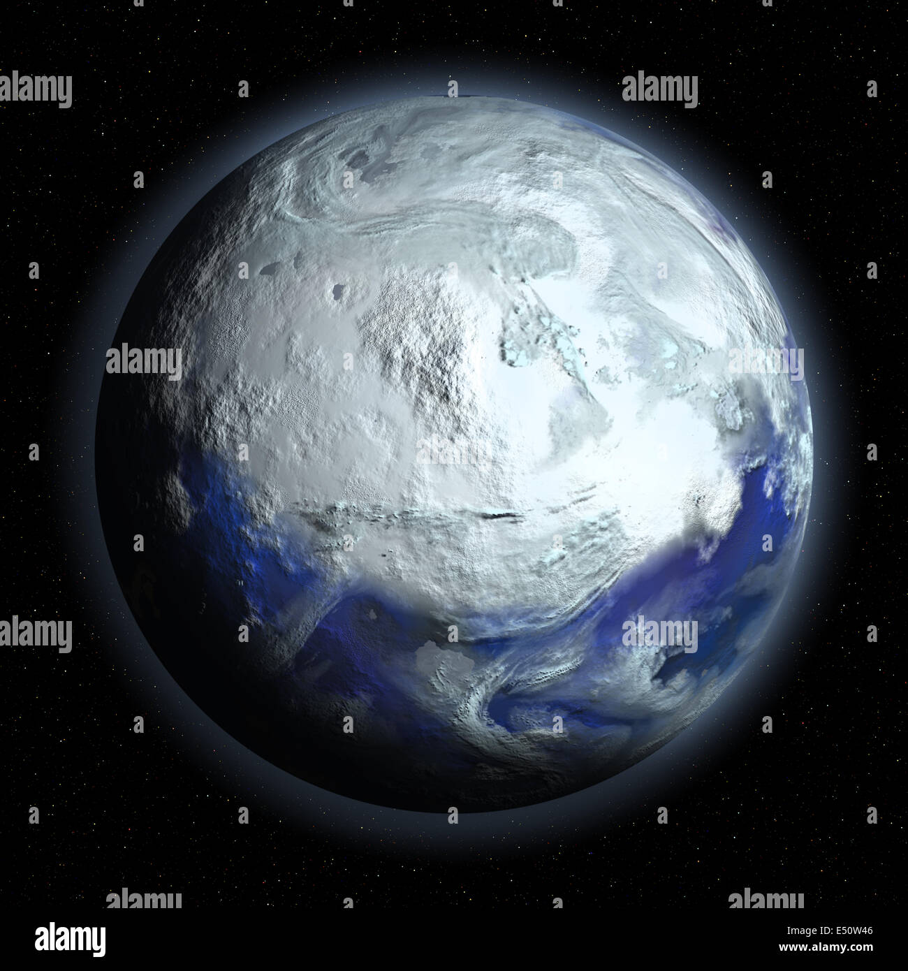 Planetenerde in Eiszeit Stockfoto