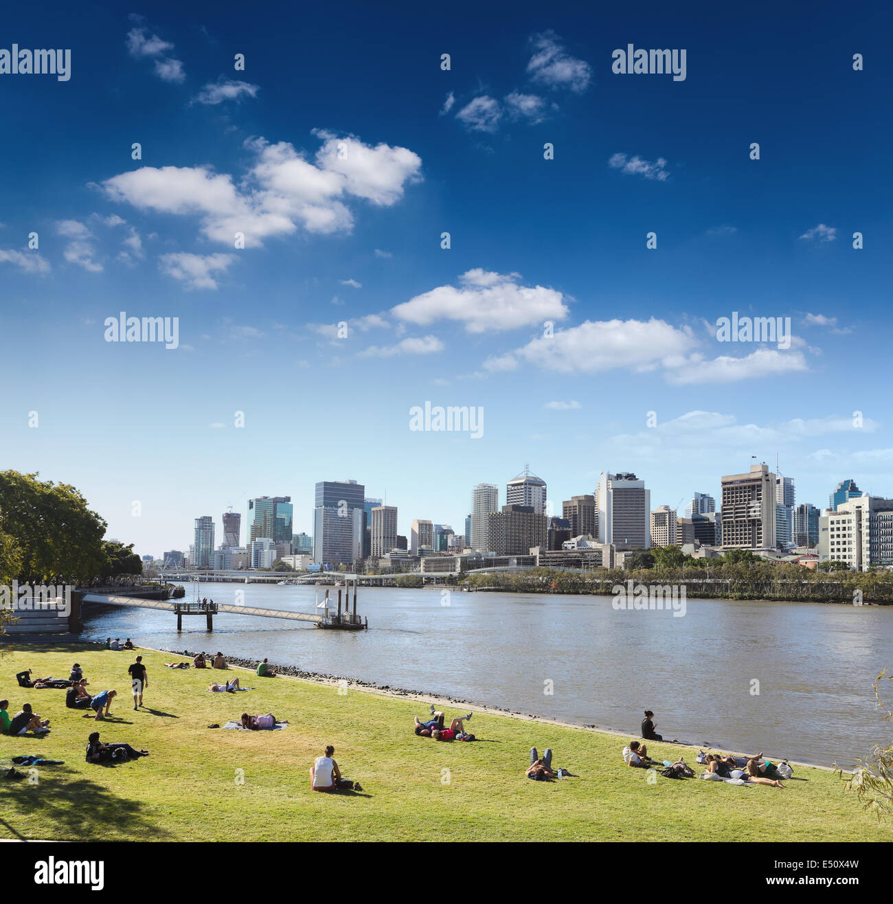 Skyline von Brisbane aus dem park Stockfoto