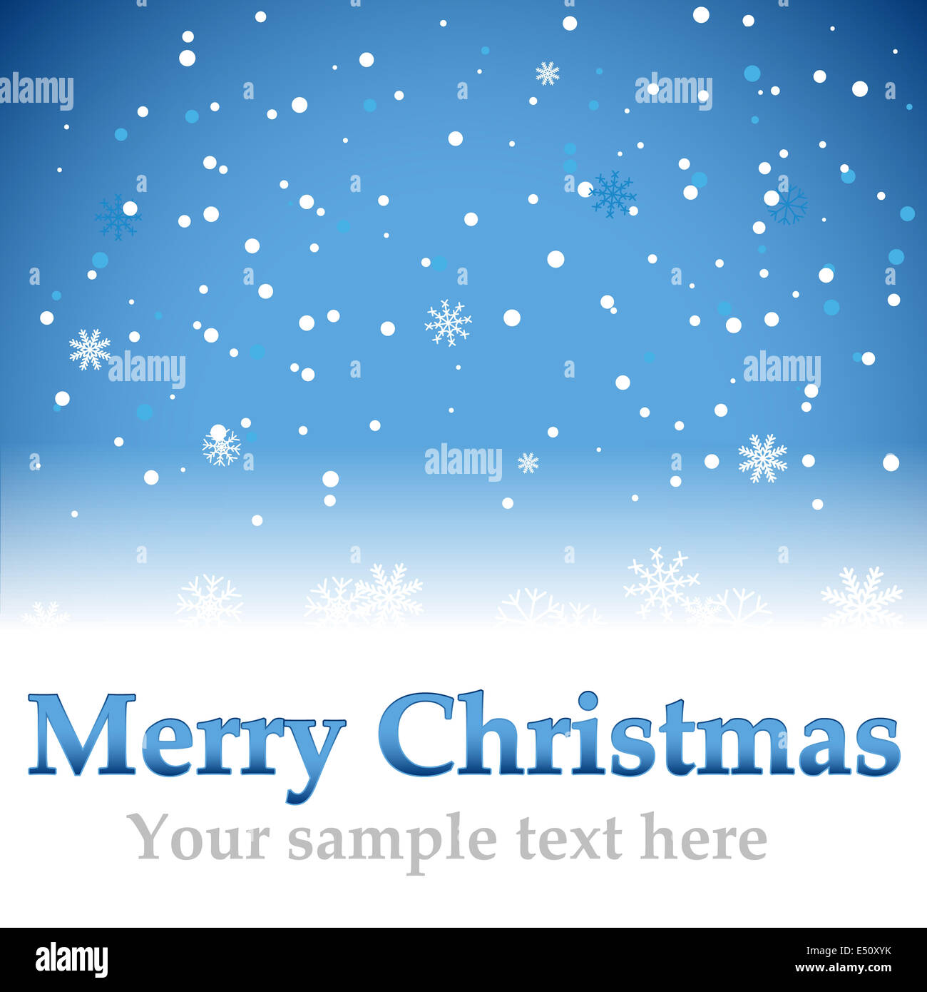 Weihnachten blauer Hintergrund mit Schneeflocken Stockfoto