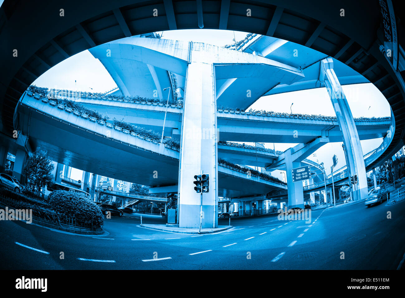 Stadt-Viadukt von Fischaugen Ansicht Stockfoto