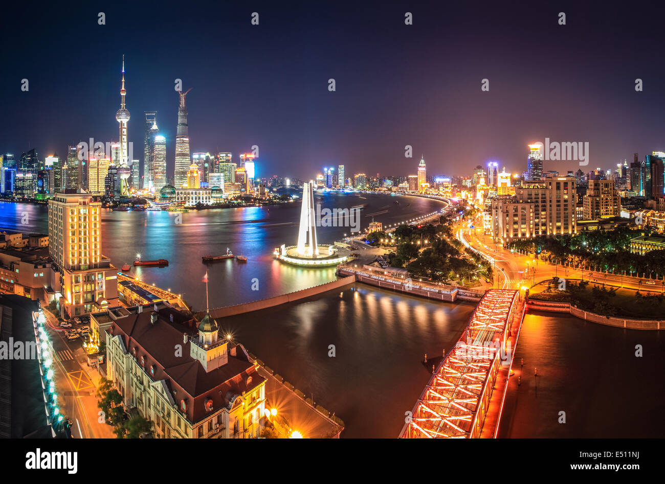 Shanghai bei Nacht Stockfoto