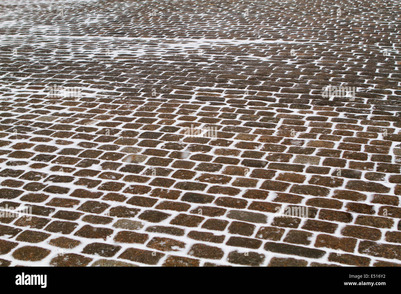 Detailansicht einer gepflasterten Straße Muster Stockfoto