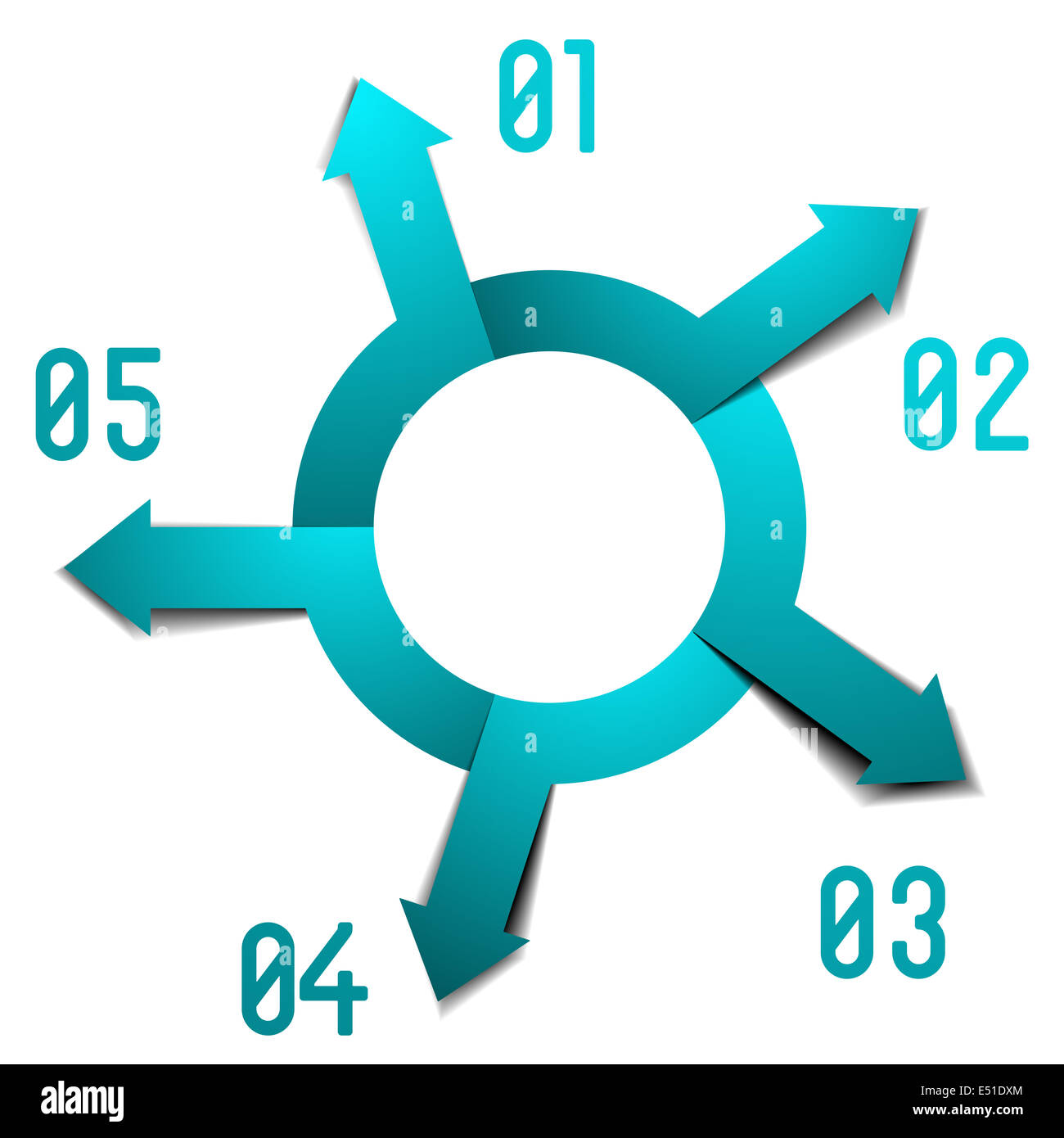 Infografik Kreis fünf Pfeile Stockfoto