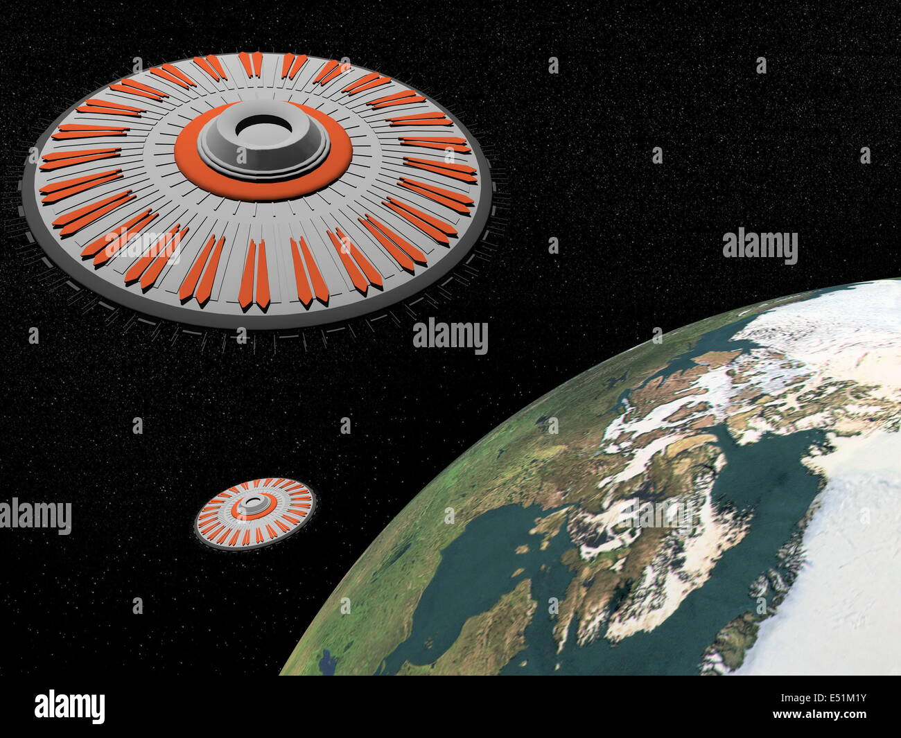 UFOs - 3D render Stockfoto