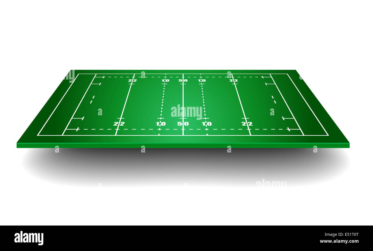 Rugby-Feld mit Perspektive Stockfoto