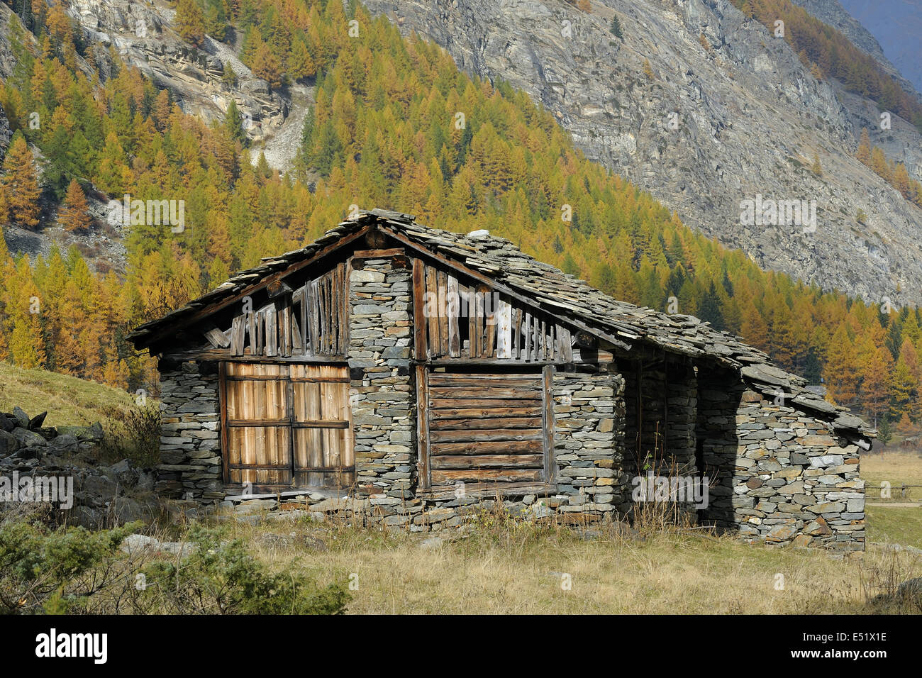 Hütte, Nationalpark Gran Paradiso, Italien Stockfoto