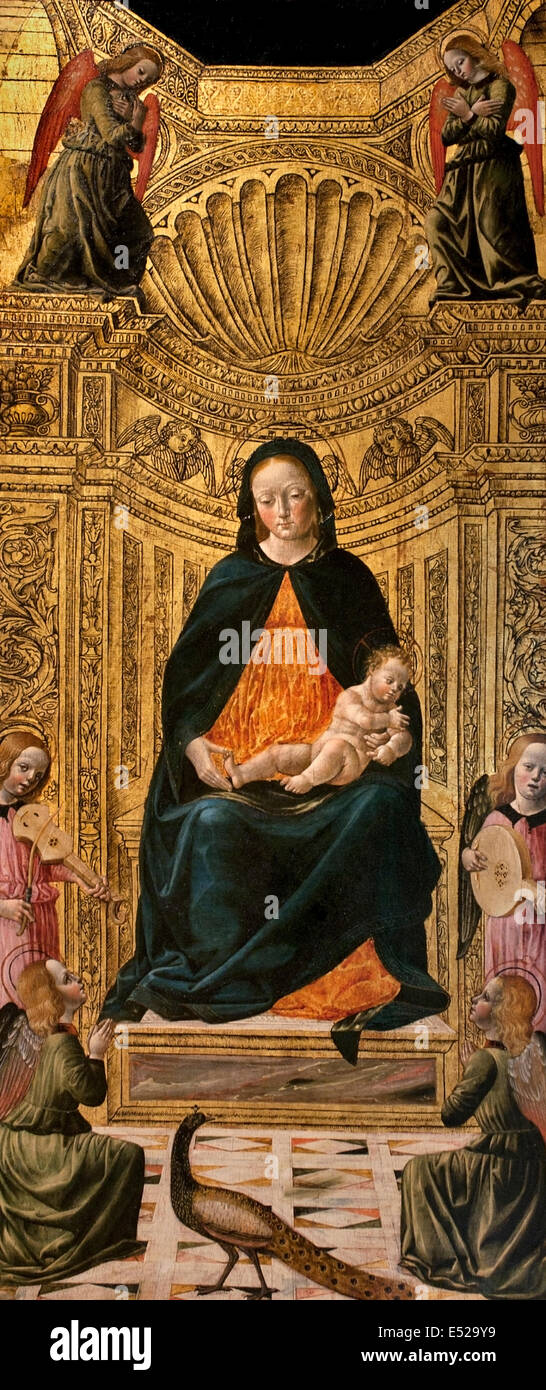 Madonna mit Kind umgeben von sechs Angels1490 Vincenzo Foppa 1430 – 1515 italienischen Renaissance-Maler Italien Italienisch Stockfoto