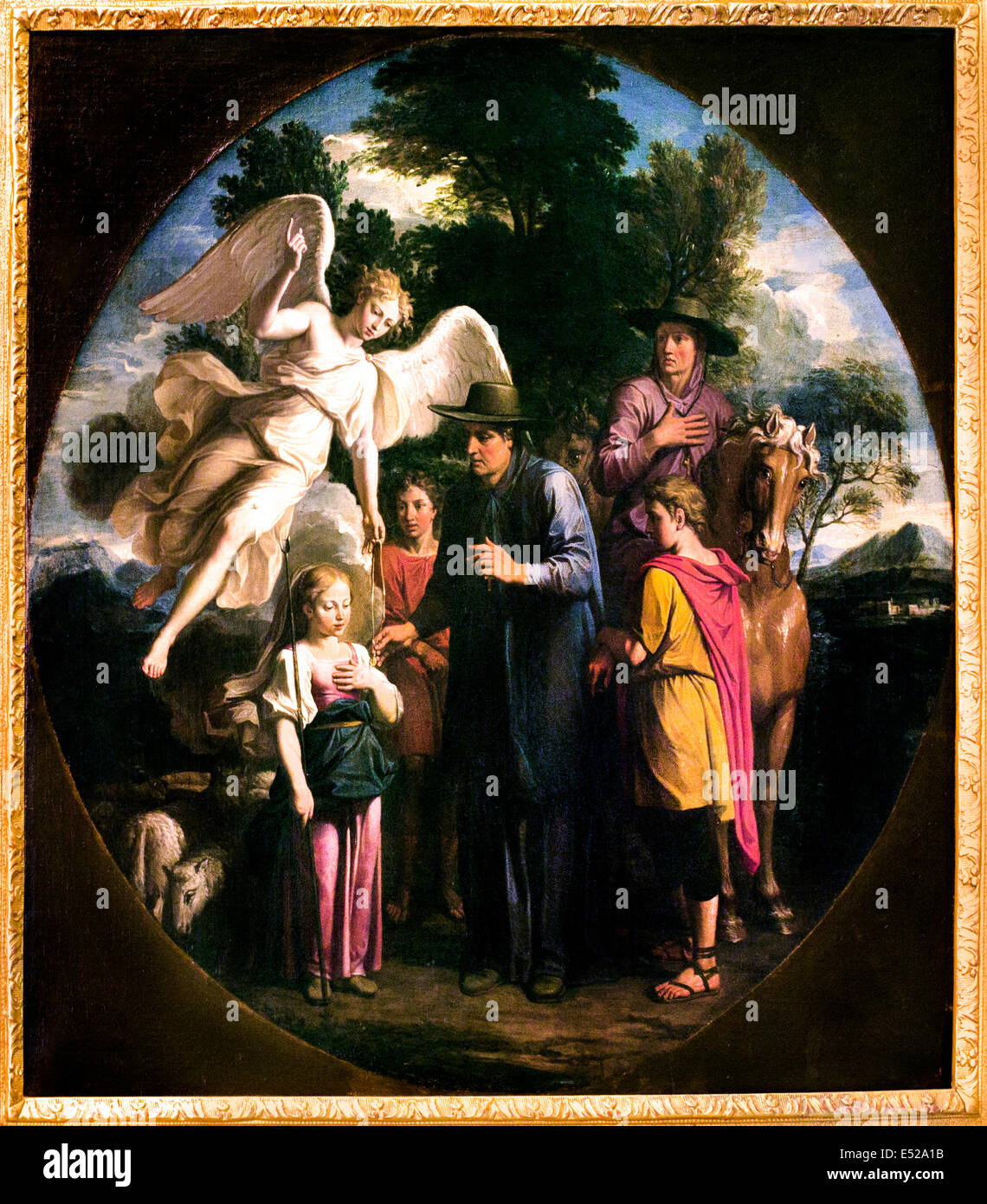 Saint Sainte Genevieve erhalten eine Medaille von St Germain Noël Coypel 1628 1707 Frankreich Französisch Stockfoto