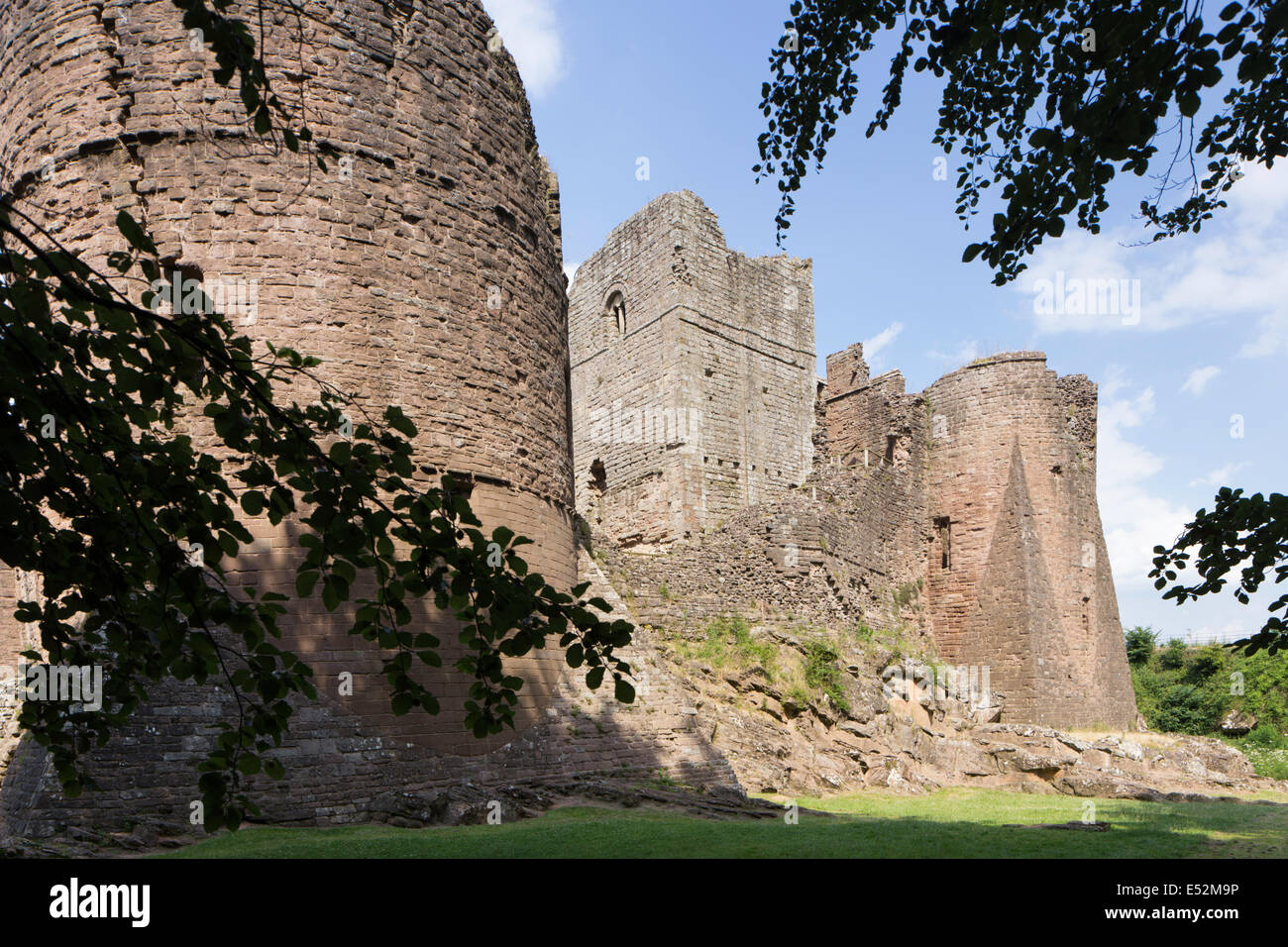 Norman des 11. Jahrhunderts Goodrich Castle in Wye Valley, Herefordshire, England, Großbritannien Stockfoto