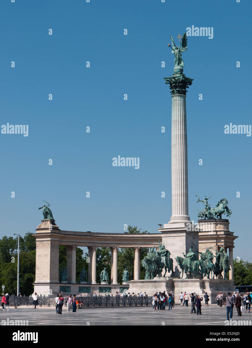 Millennium Monument, Heldenplatz (UNESCO-Weltkulturerbe), Budapest, Ungarn Stockfoto