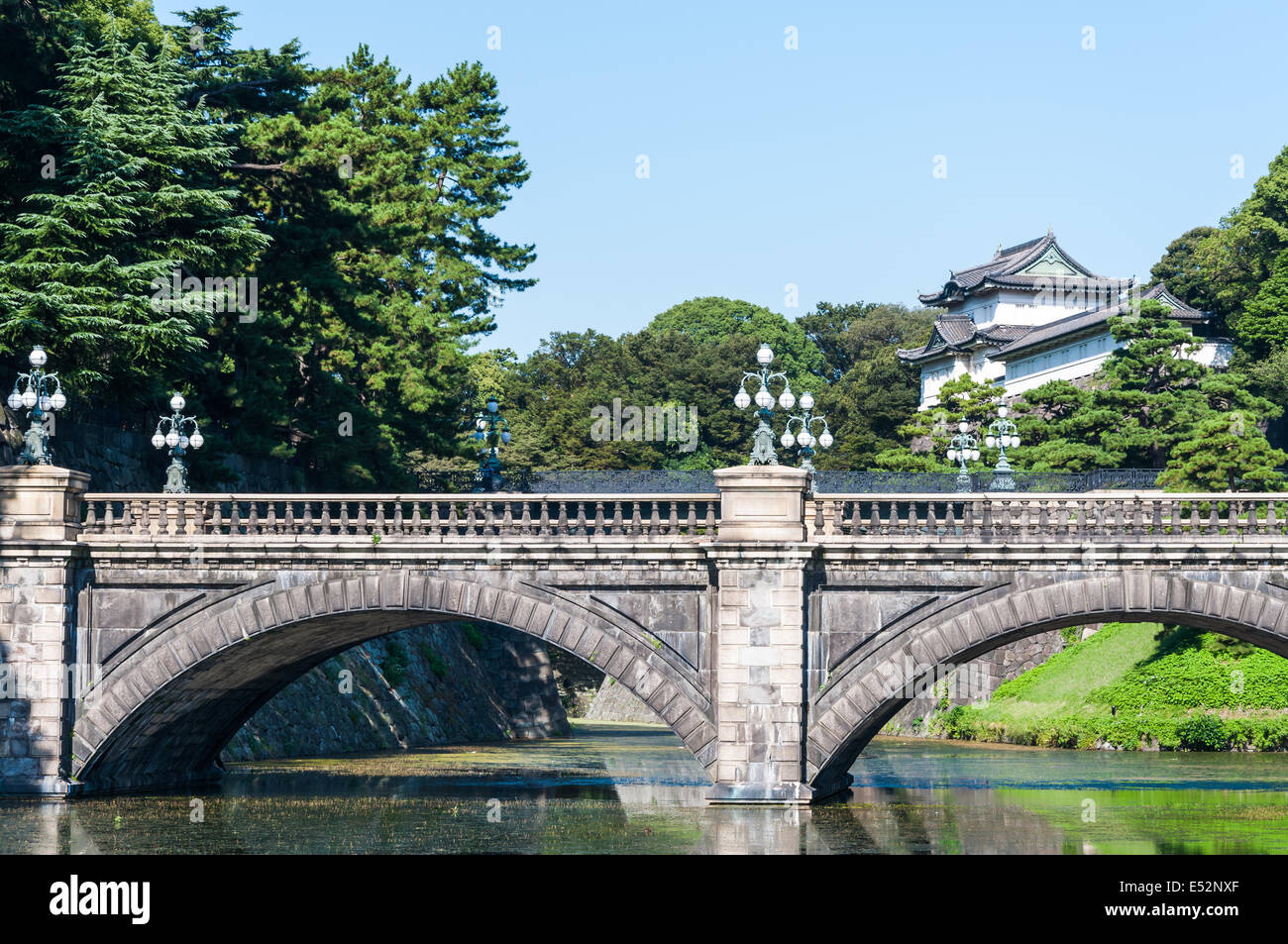 Hofburg und Nijubashi Brücke in Tokio, Japan. Stockfoto