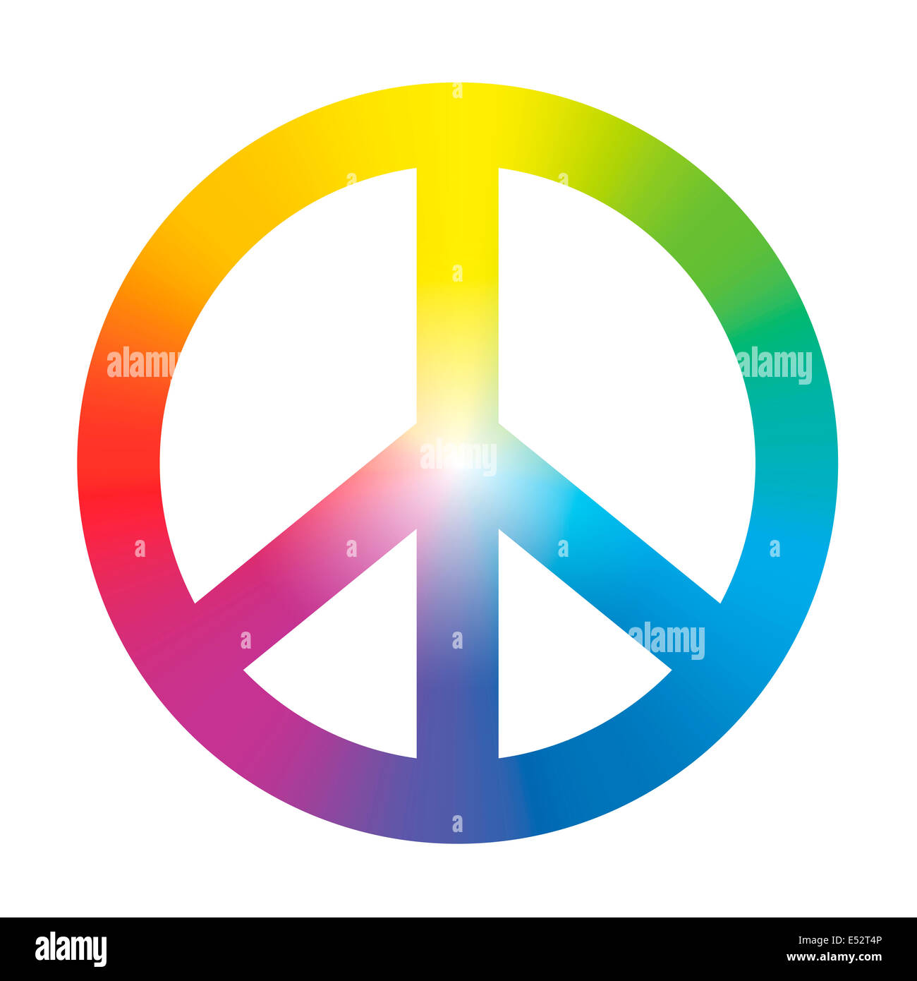 Friedenssymbol mit kreisförmigen Regenbogen Verlaufsfarben. Stockfoto