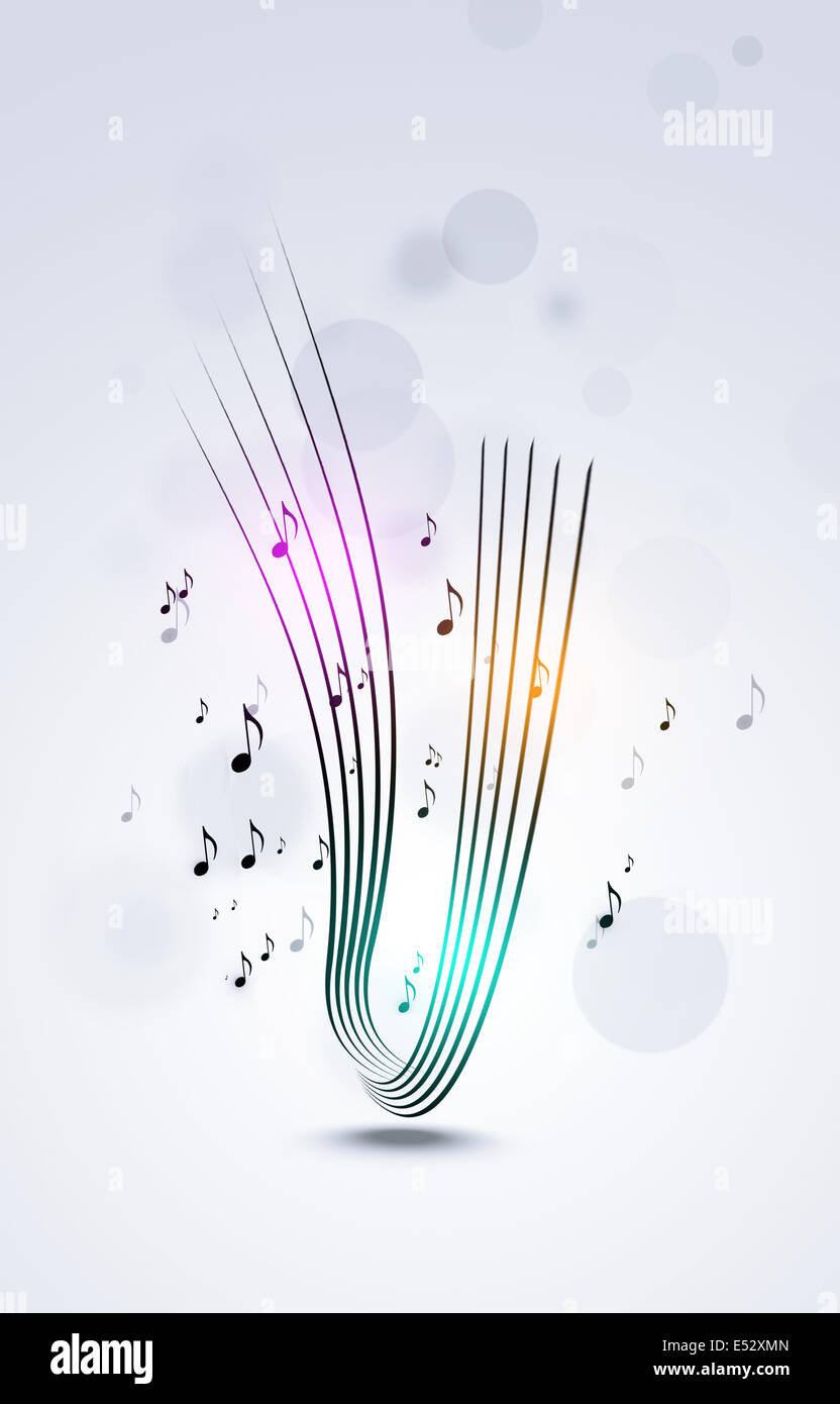 Zusammenfassung Hintergrund mit Musik-Noten-Leuchten und bokeh Stockfoto