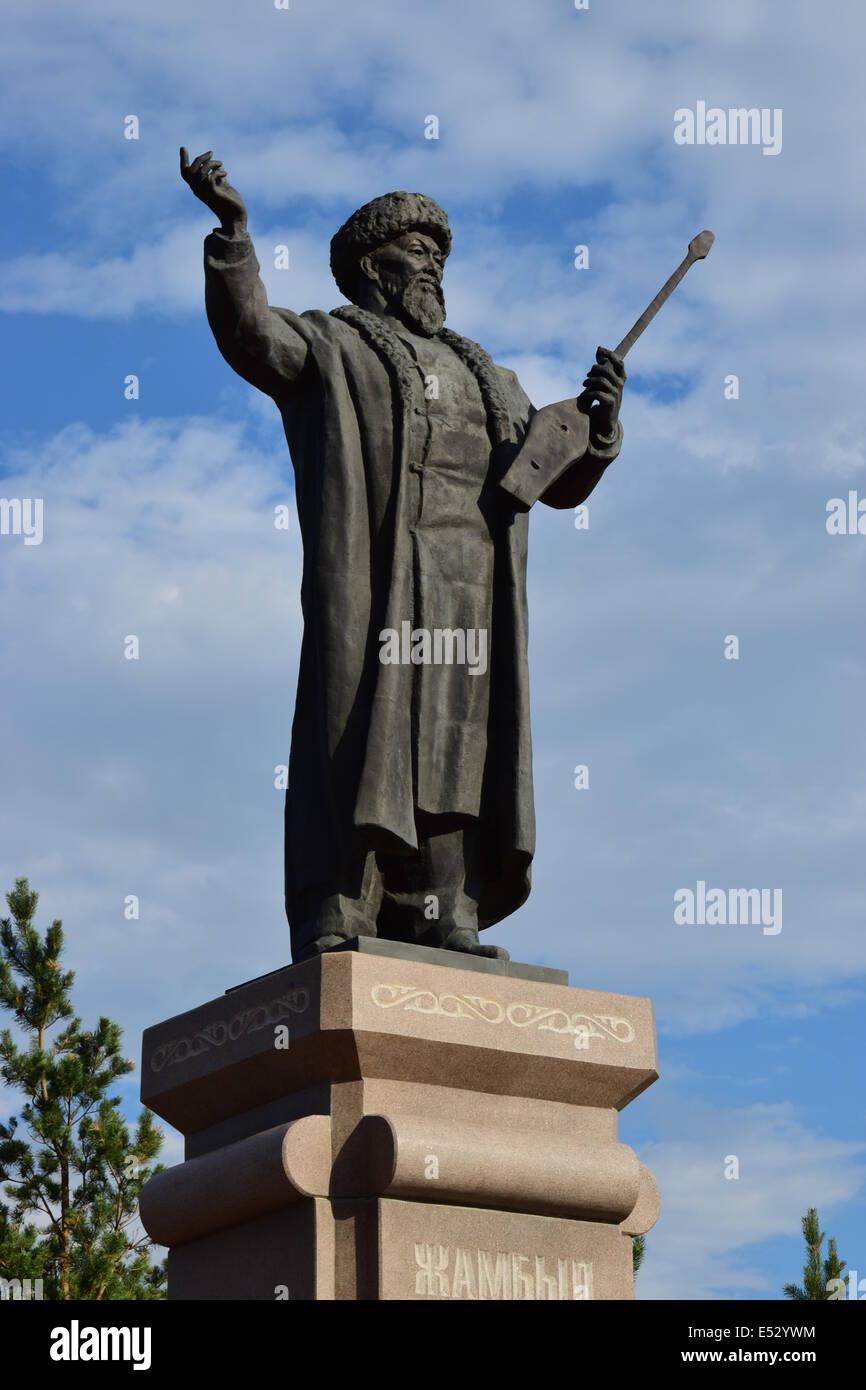 Denkmal für den großen kasachischen Dichter und Barde Zhambyl - in Astana / Kasachstan Stockfoto