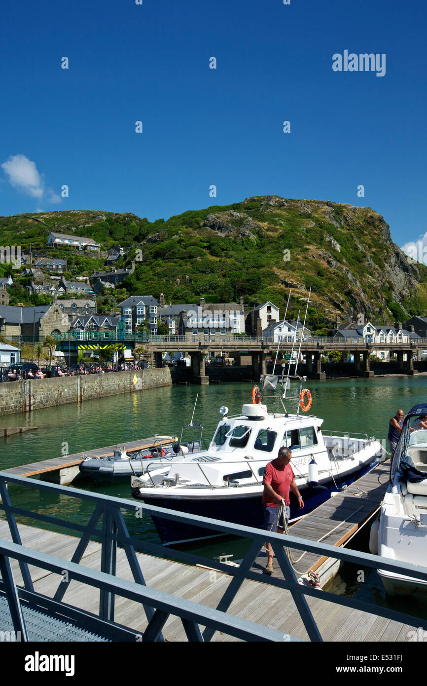 Motorboot Barmouth Hafen Gwynedd Wales UK Stockfoto
