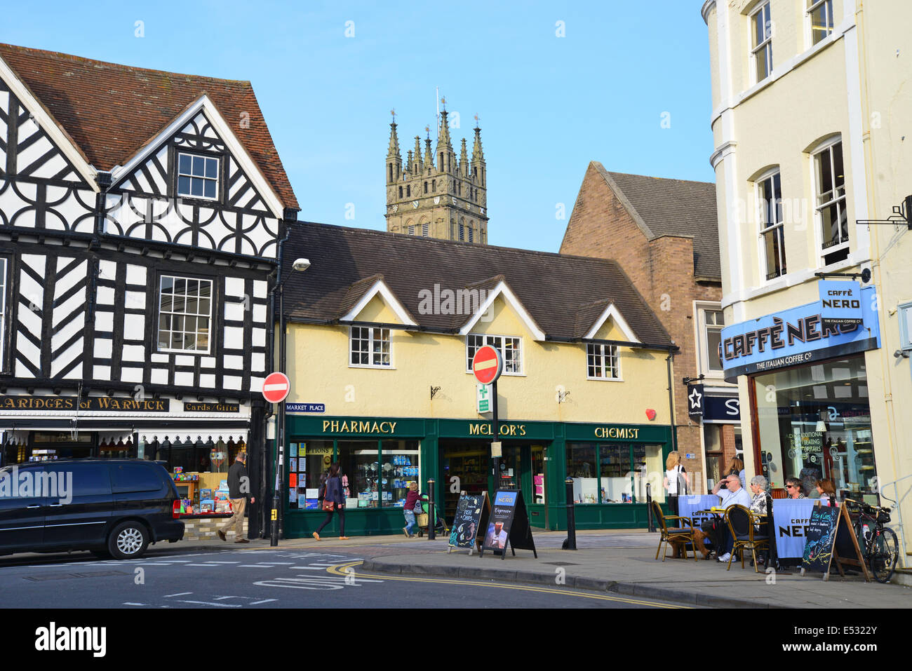 Marktplatz, Warwick, Warwickshire, England, Vereinigtes Königreich Stockfoto