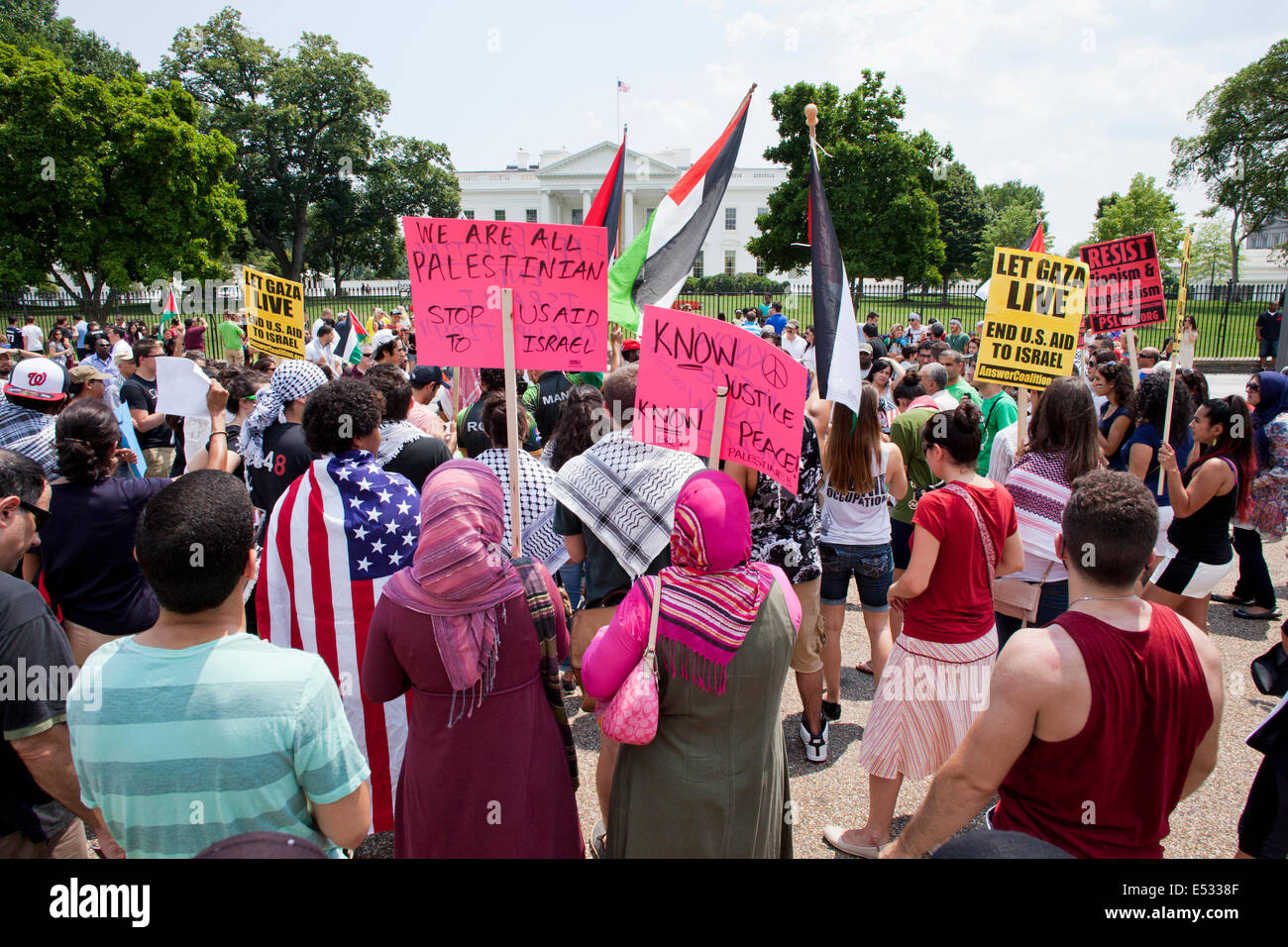 Palästinensische Amerikaner sammeln vor dem weißen Haus, weitere Schritte gegen Israel von Obama - Washington, DC USA drängen Stockfoto