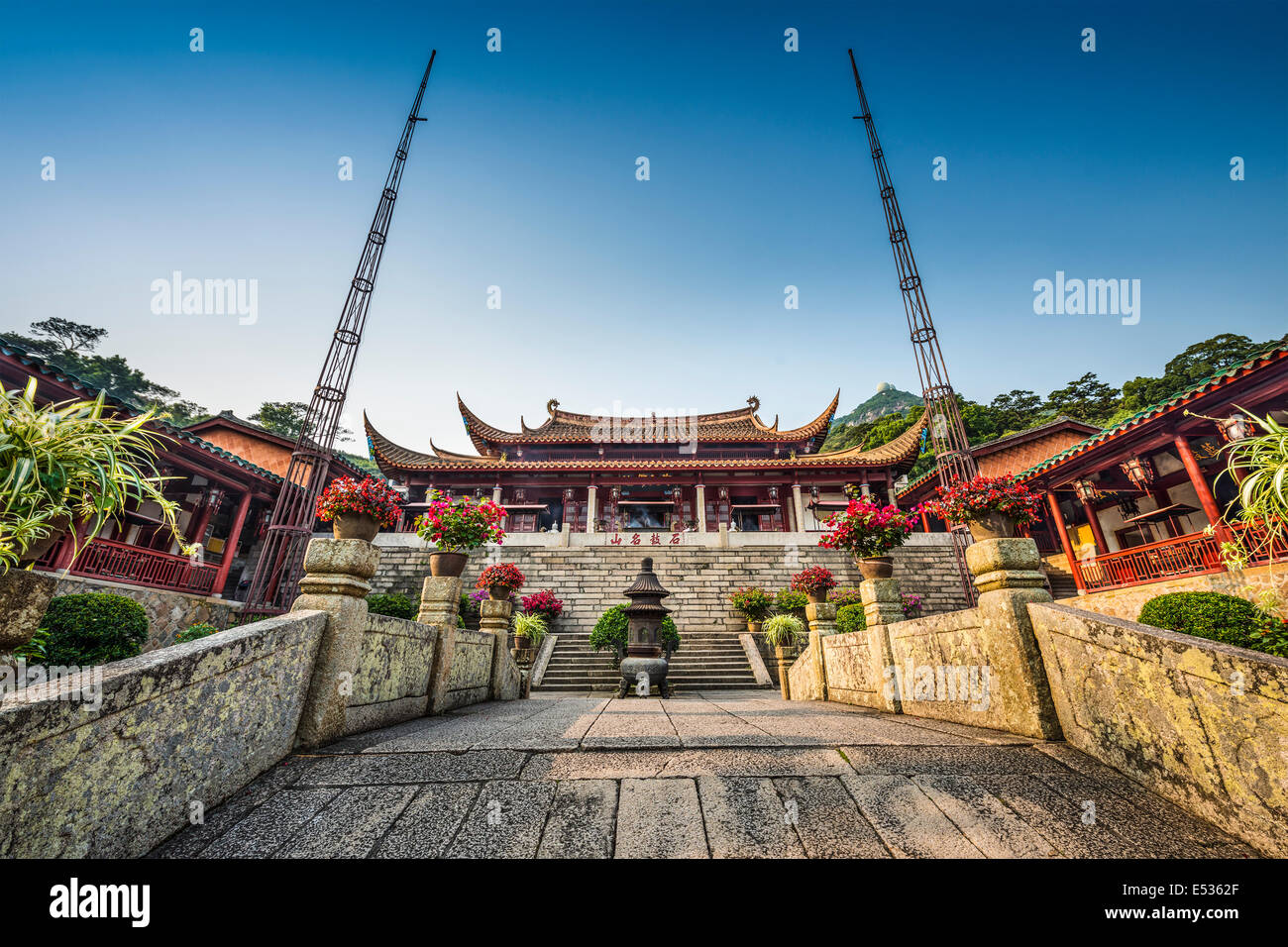 Fuzhou, Fujian Yongquan Tempel auf Gu Shan Berg. Stockfoto