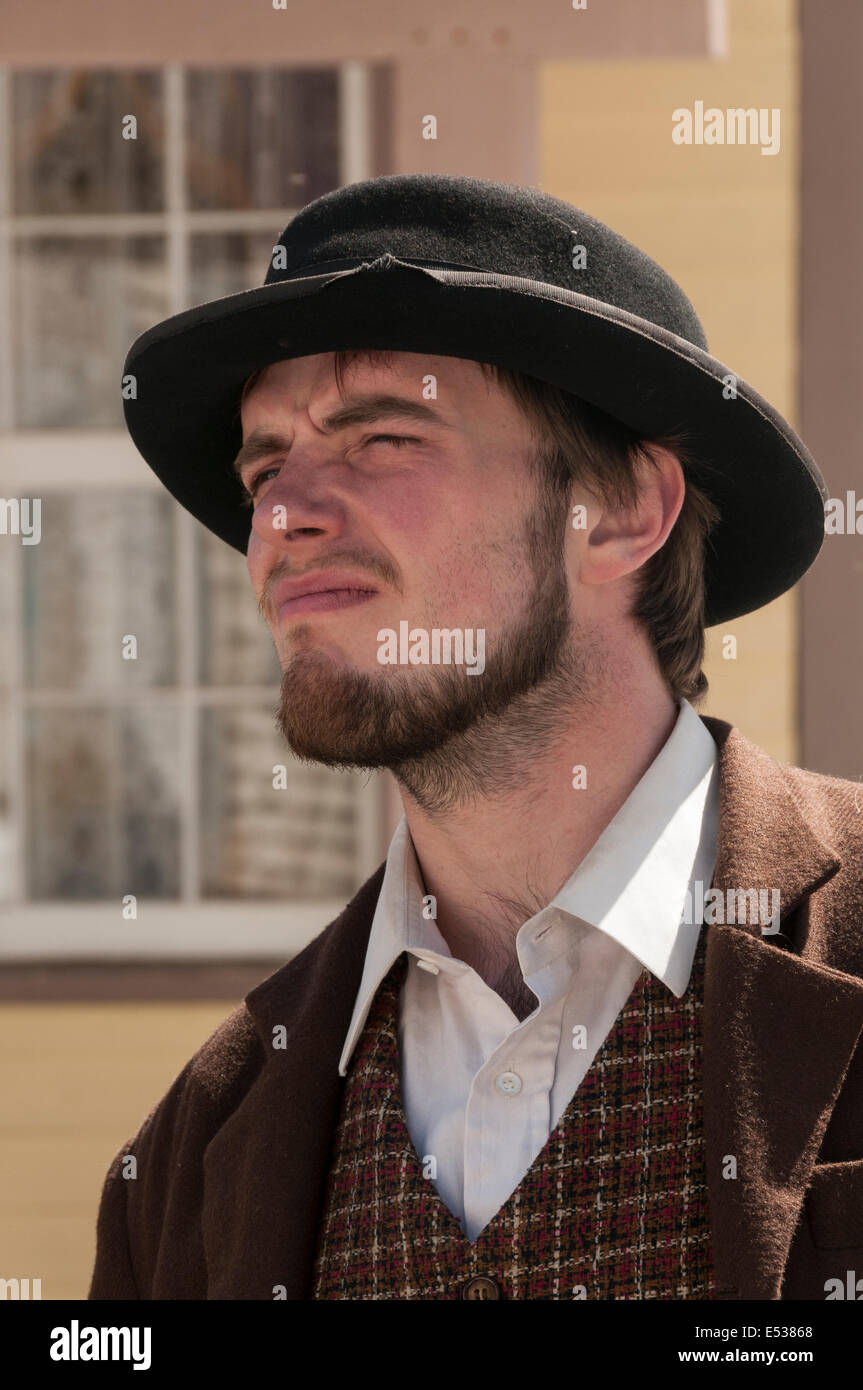 Elk203-3292v Kanada, British Columbia, Barkerville Historic Town, historische reenactor Stockfoto