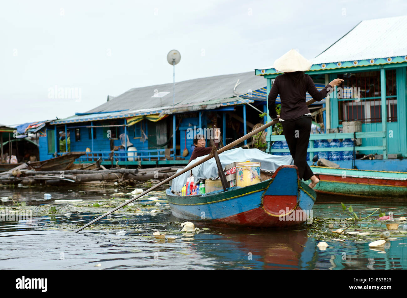 Kampong Luang, schwimmenden Dorf Tonle Sap Stockfoto