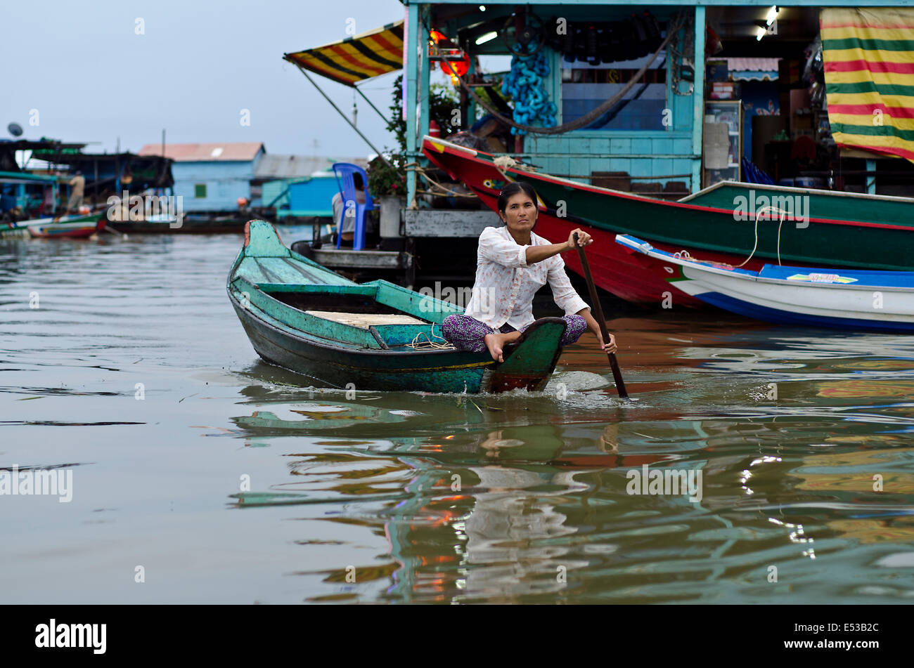 Kampong Luang, schwimmenden Dorf Tonle Sap Stockfoto