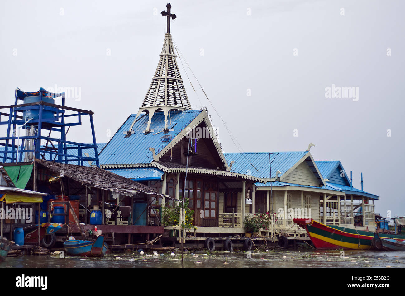 Kampong Luang, schwimmenden Dorf Tonle Sap Stockfoto