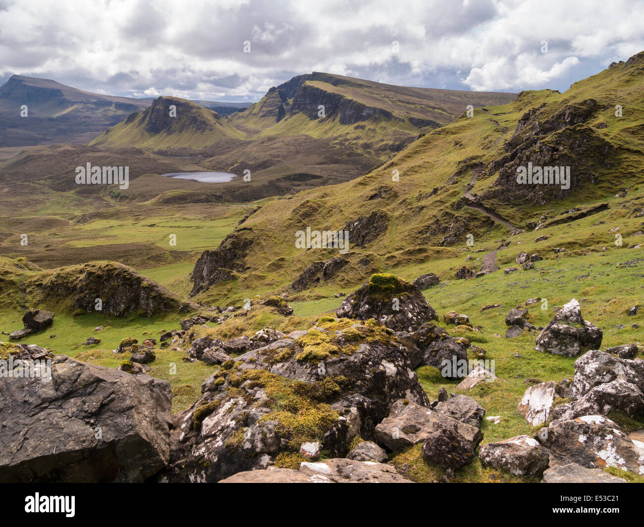 Blick vom Quiraing Blick nach Süden entlang Trotternish Ridge, Isle Of Skye, Schottland, UK Stockfoto