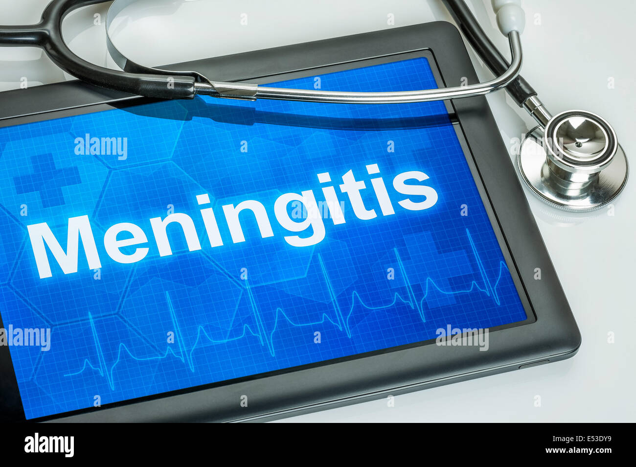 Tablet mit der Diagnose Meningitis auf dem display Stockfoto
