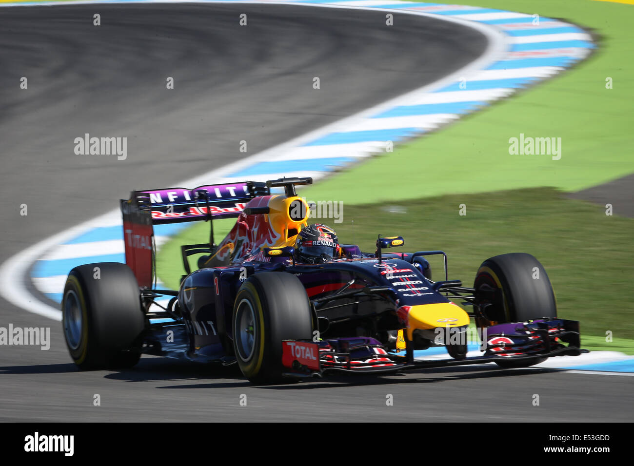 Hockenheim, Deutschland. 18. Juli 2014. Sebastian Vettel (GER) #1, Infiniti Red Bull Racing - Formel 1-Weltmeisterschaft 2014 - Rd10 deutschen Grand Prix am Hockenheimring Baden Württemberg, Deutschland, Kredit-Freitag, 18. Juli 2014: Action Plus Sport/Alamy Live News Stockfoto