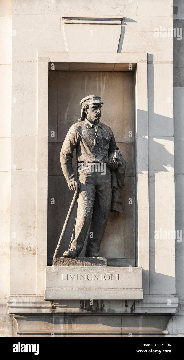 David Livingstone Statue außerhalb der National Geographic Society, Kensington Gore, London Stockfoto