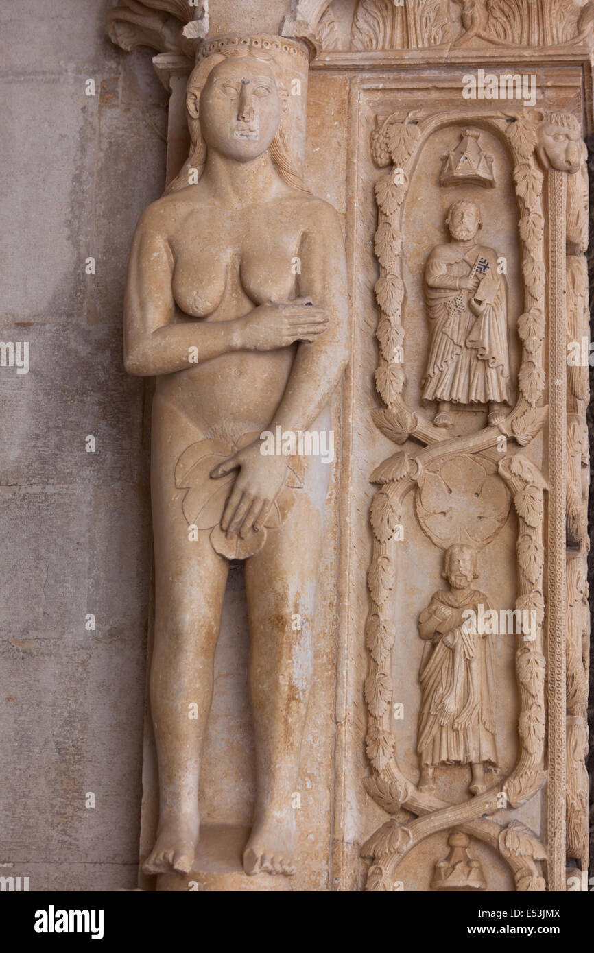 Die St.-Laurentius-Kathedrale in Trogir, Kroatien, details Stockfoto